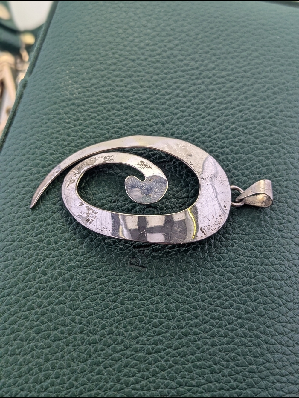 ✨ Vintage 925 Sterling Silver Modernist Abstract Swirl Statement Pendant ✨